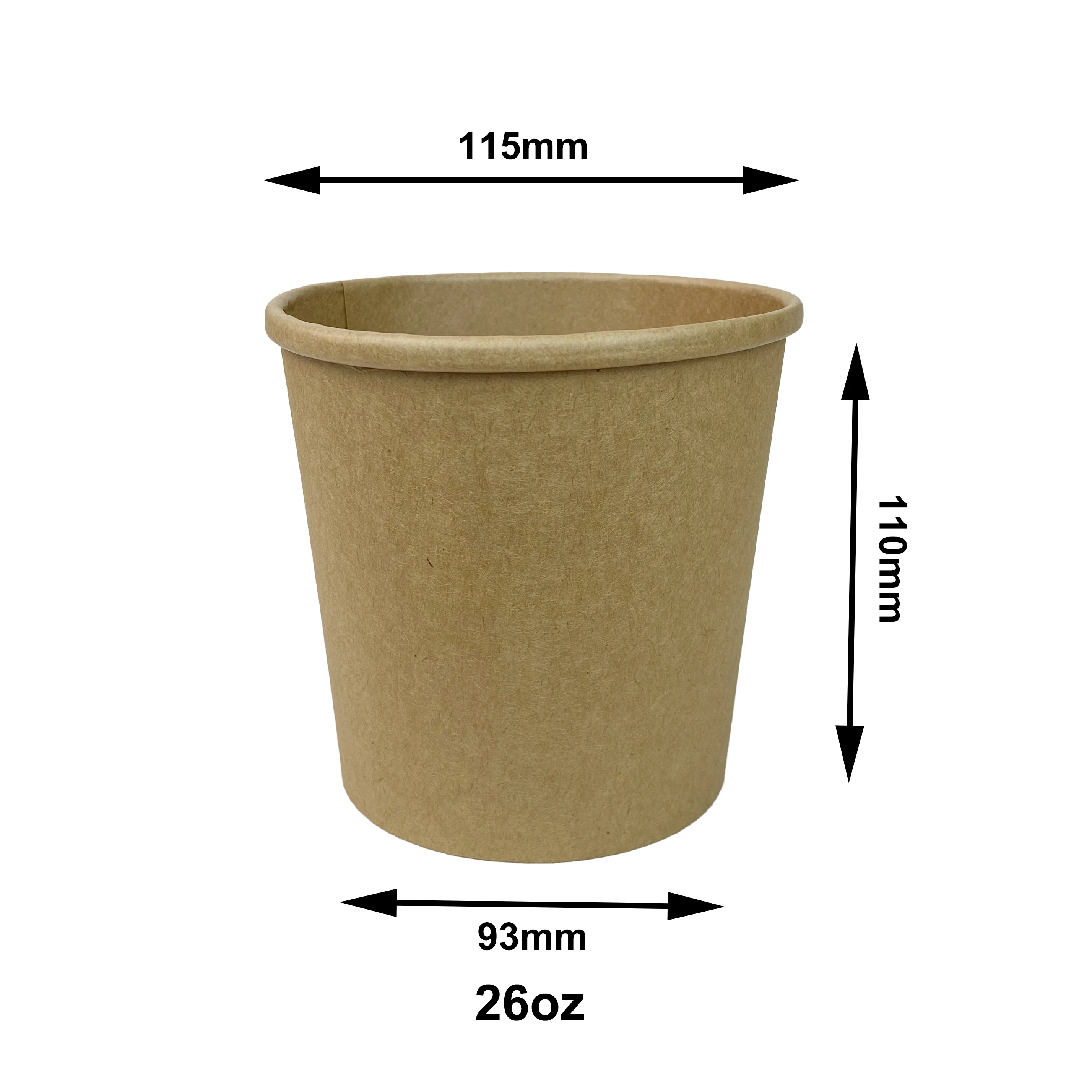 ODM/OEM Vajilla Desechable Round Brown Biodegradable Eco-Friendly Takeaway Salad Disposable kraft Edible Soup Cup Bowl
