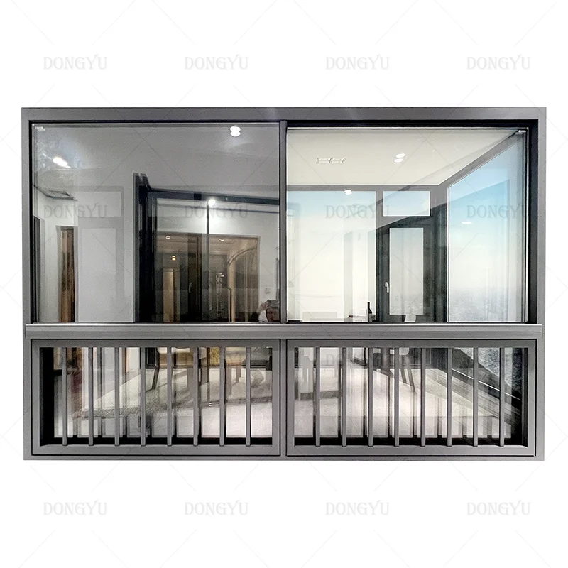 Modern Double Low-E Glass Soundproof Aluminum Sliding Window With Mosquito Net