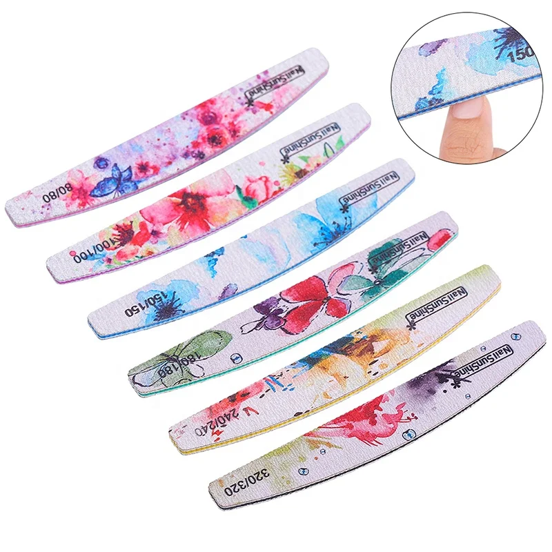 6pcs/set Flower Design Nail File Sanding Buffer Block DIY Nail Tips Polishing Remover Kits Manicure Pedicure Shaping Tools