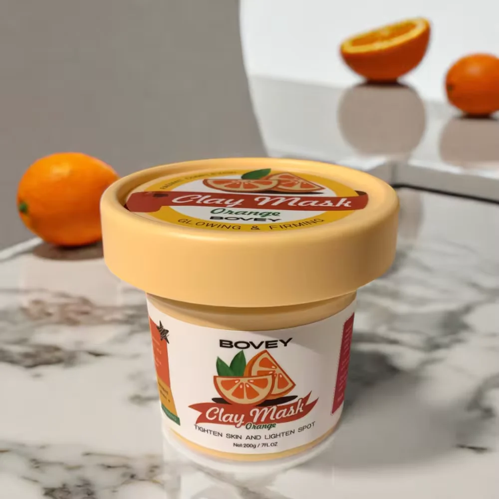 Private Label Face Skin Brightening Lighten Dark Spots Orange Clay Facial Mask