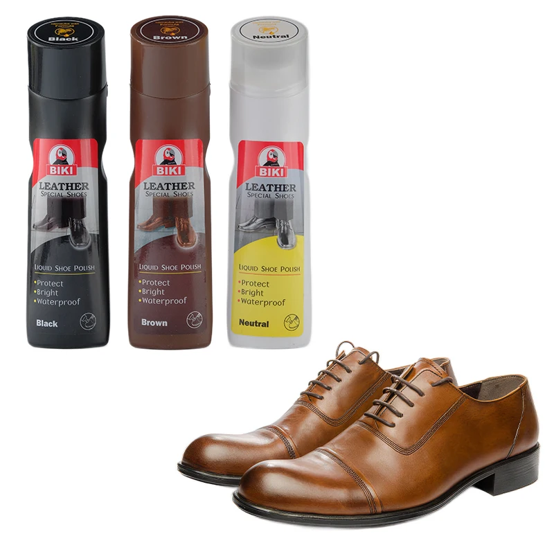 BIKI Good Quality Hot Selling Good Price 75ml Black Liquid Shoe Polish Shiner For Leather Quick Shine Liquid Shoe Polish
