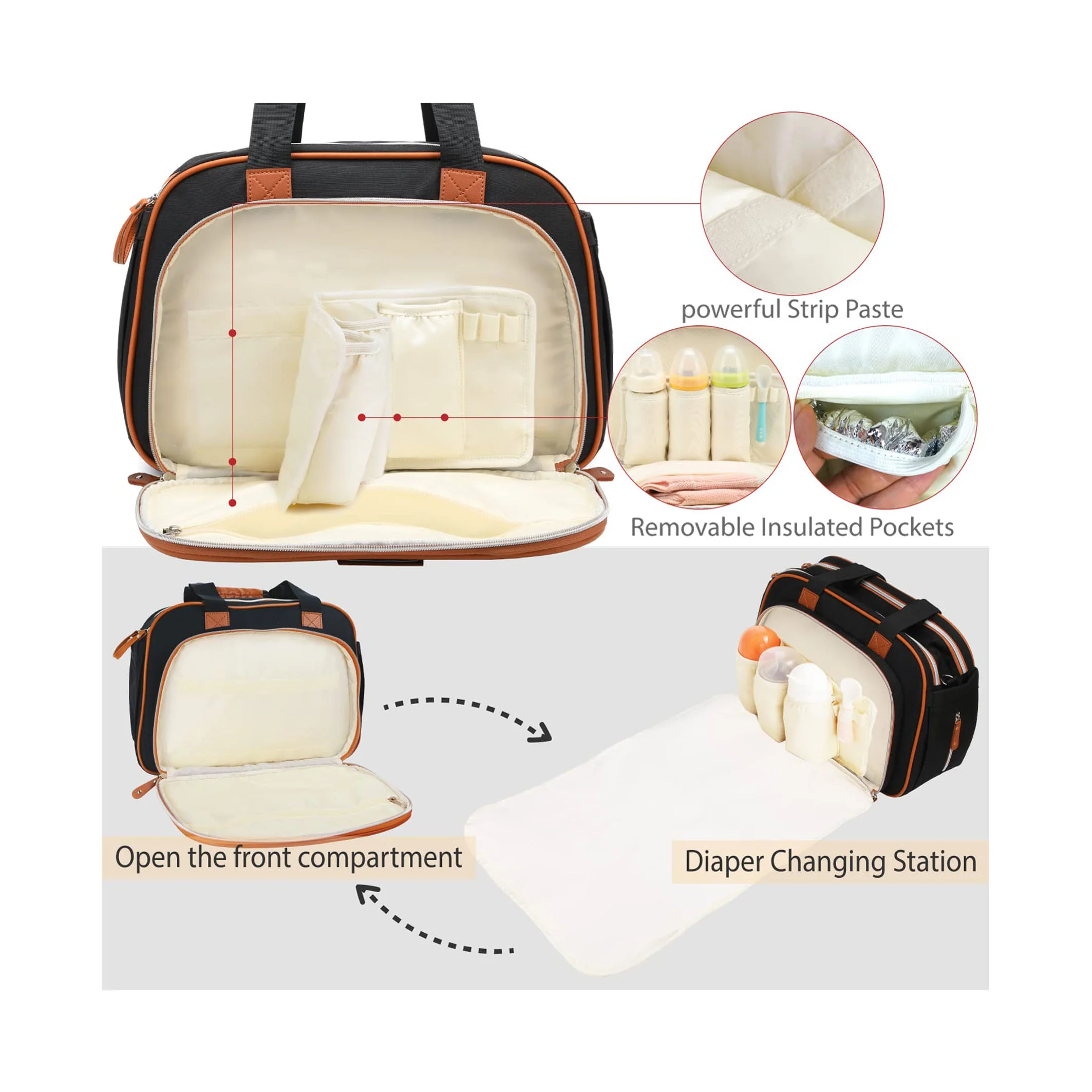 Многофункциональная сумка для подгузников от производителя, водонепроницаемая сумка для подгузников с пеленальным ковриком, портативная многоразовая сумка-тоут для подгузников