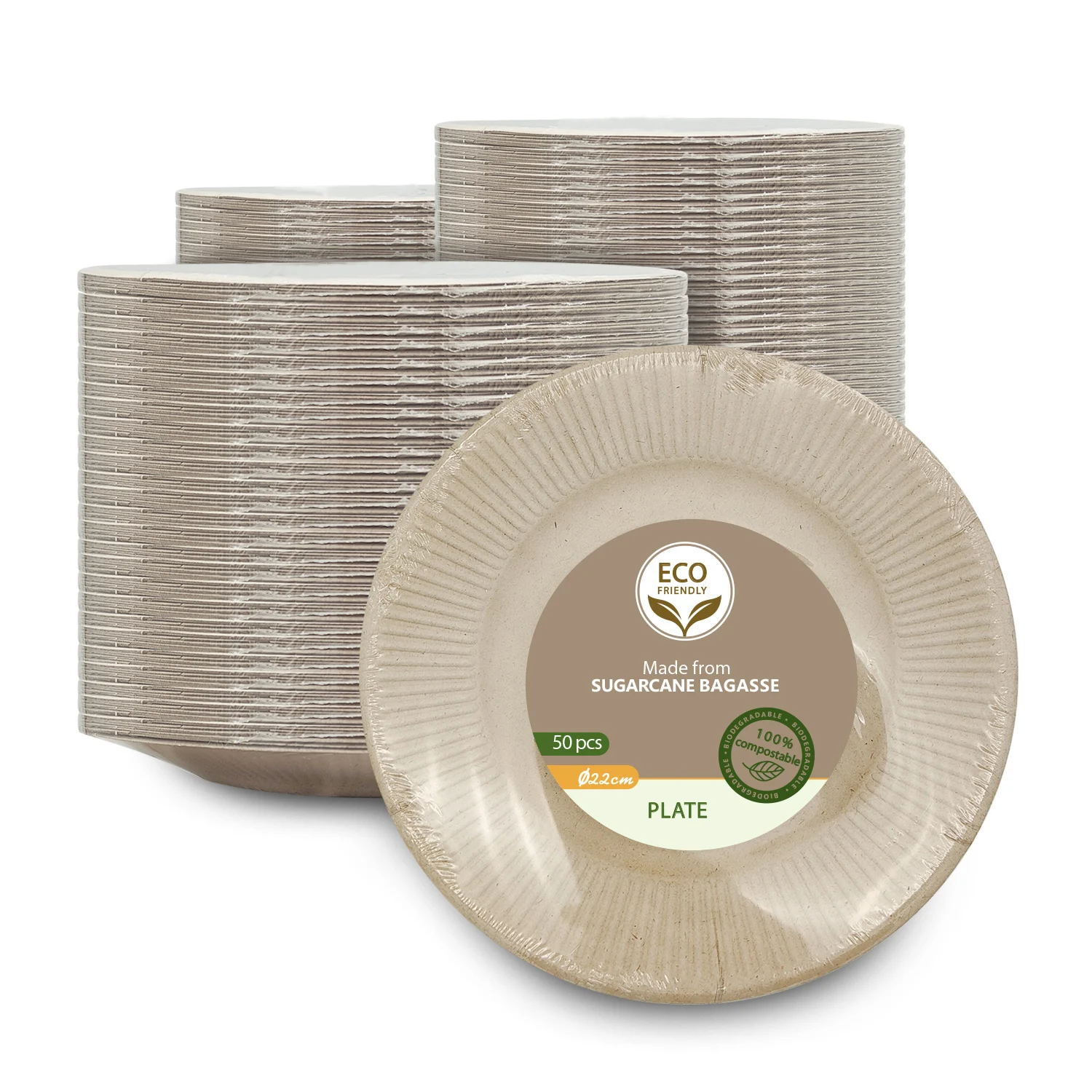 Tomato bagasse paper plate food safety disposable biodegradable paper plates 100% compostable 9 inch paper plates 125-pack