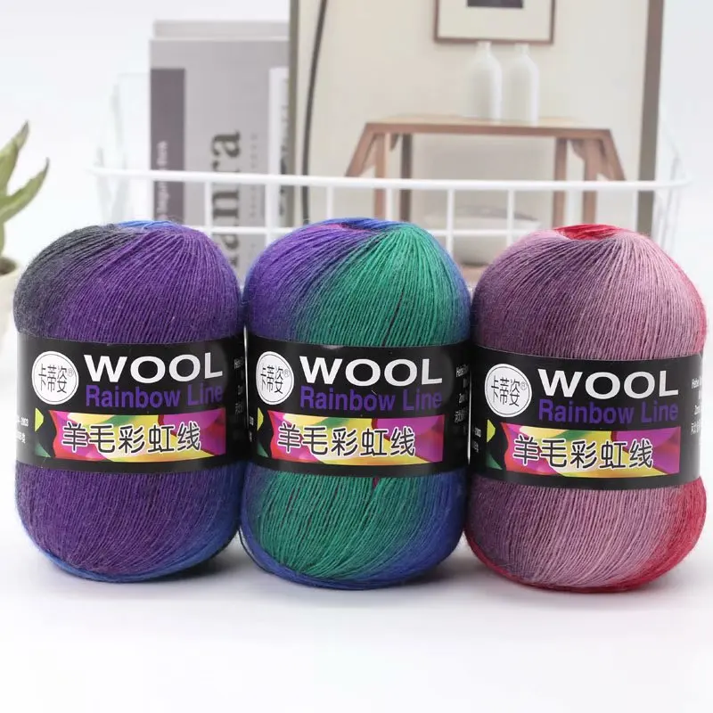 Fashion Rainbow Color Dye Thick Warm Merino Wool yak Yarn for Machine Hand Knitting Scarf Crochet Knit Sweaters