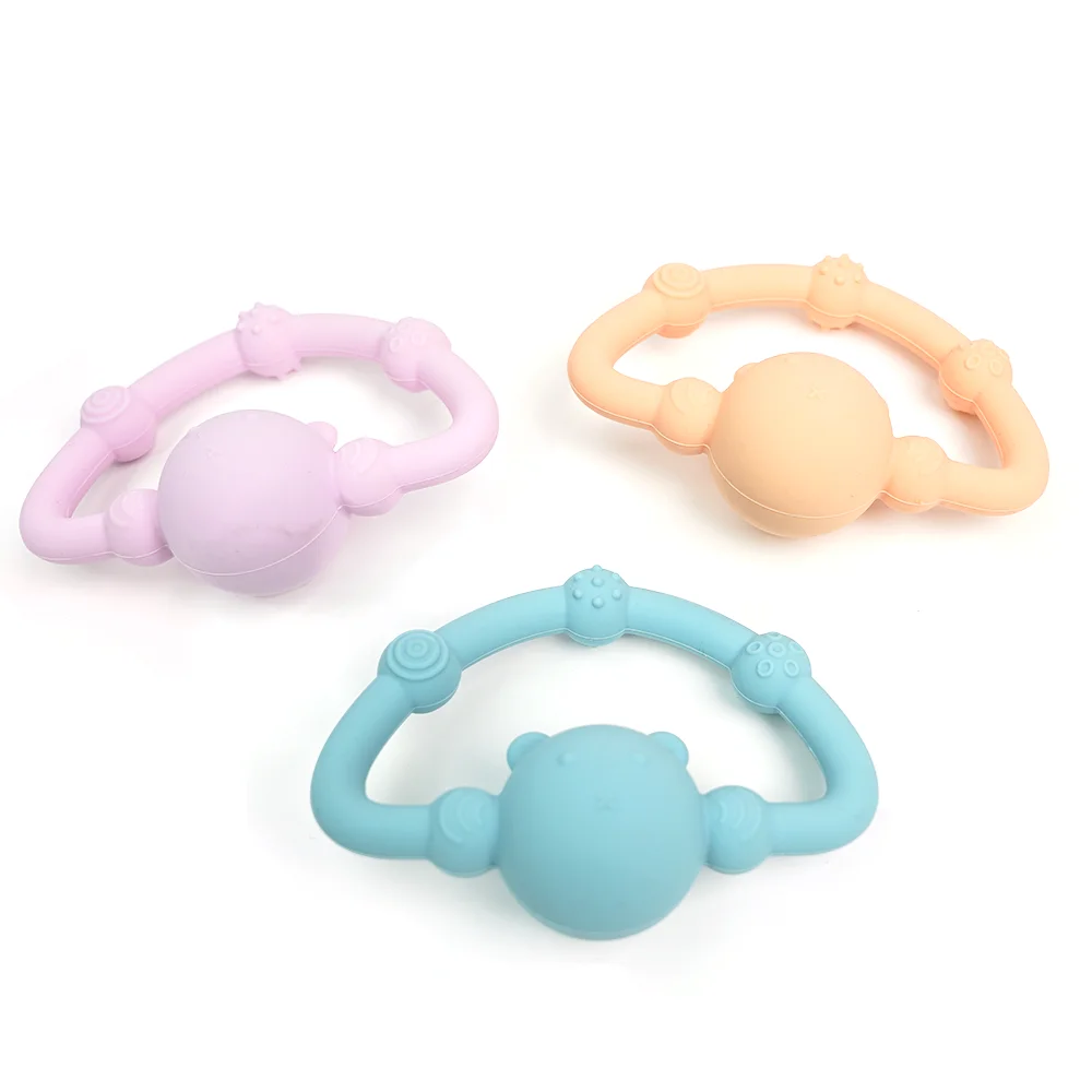Cute Animals Shape Baby Silicone Teether Teething Biting Baby Rattle Toy Handbell Toy