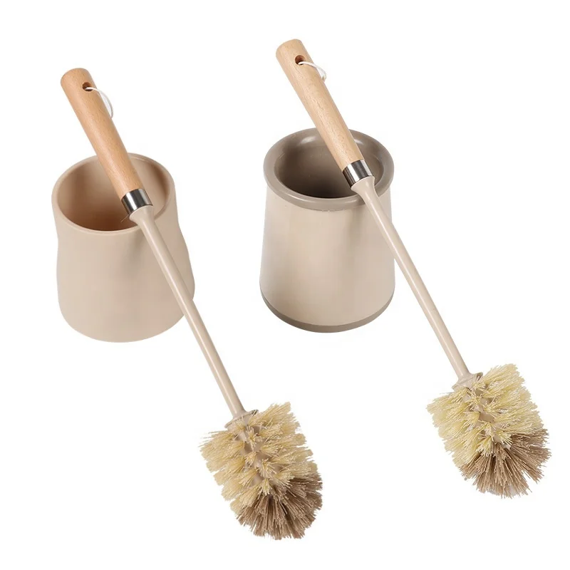Household toilet cleaning brush set with base toilet brush wooden toilet brush and holder