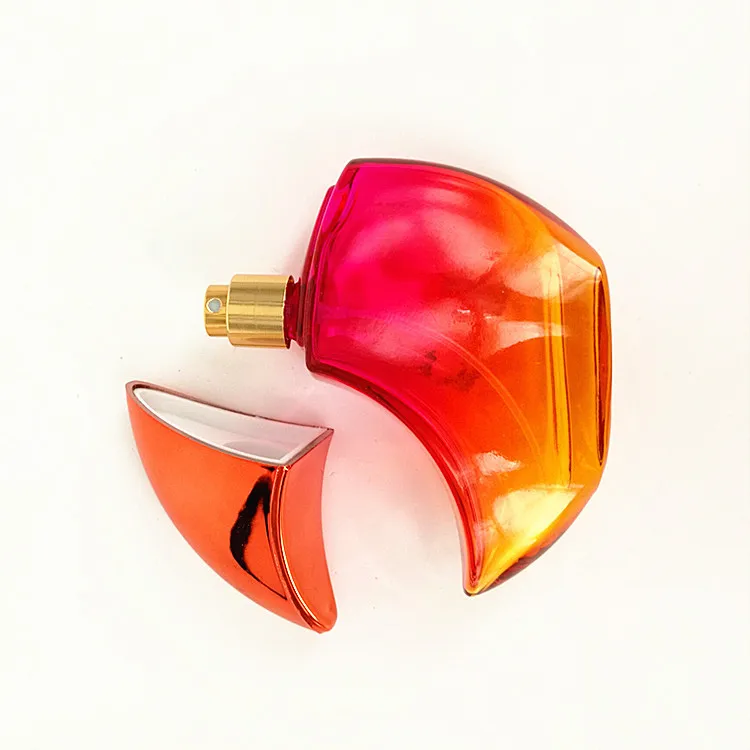 Factory Hot Sell Moon Shape Perfume Glass Bottle PUMP Sprayer Screen Printing 50ml Customized