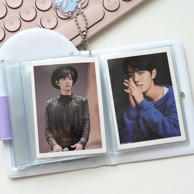 36 Pockets PVC Mini Film Photo Album Hollow Out Cover 3 Inch Photocards Collect Book Credit Card Name Card Holder with Keychain