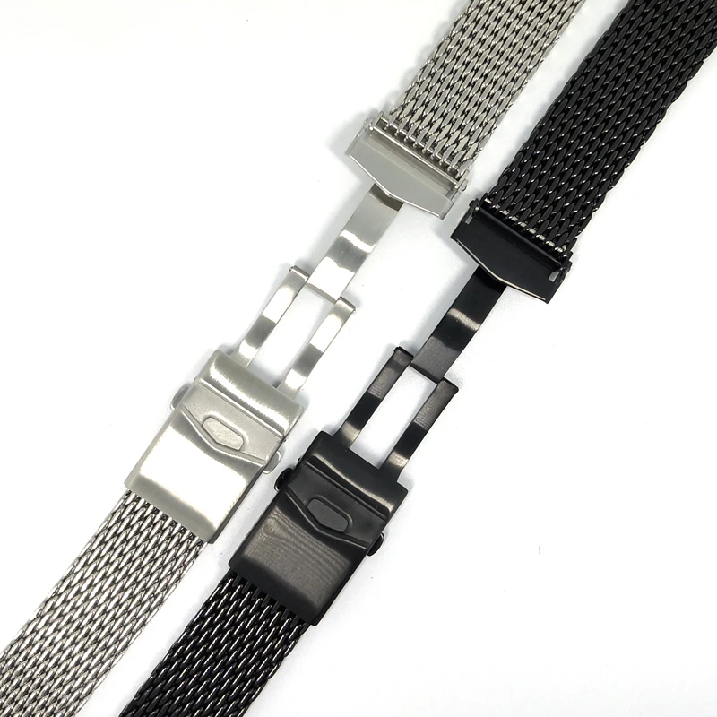 luxury shark mesh 18 20 22mm 316L buckle metal stainless steel watch band watch strap