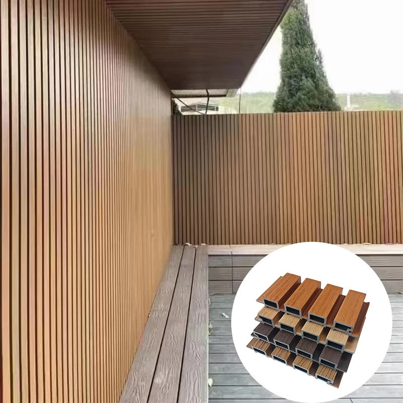 wpc Factory price raised groove outdoor WPC wall panel cladding wood plastic composite house Fences WPC fluted board