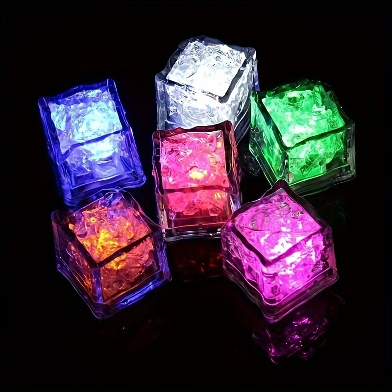 Wine Glass Decoration Led Block Flashing Induction Luminous Ice Acrylic Colorful Glowing Led Ice Cubes For Halloween Party