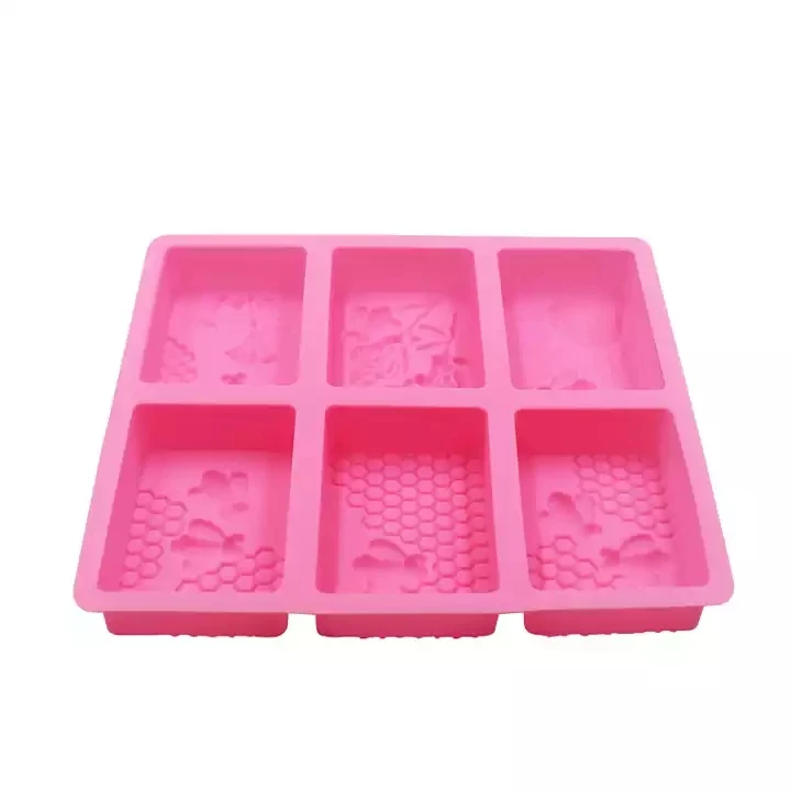 Custom Logo 6-Hole Rectangle Bee Shape Soap Mould for DIY Soap Making Baking Pudding Includes Bag Packing