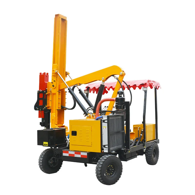Vibratory pile driver guard rail construction highway Installation hydraulic screw pile driving machine