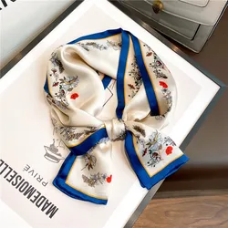 Tking Custom Big Women Digital Printing Satin Pure Silk Scarf 90*90 Cm Hair Square Polyester Scarves Ladies