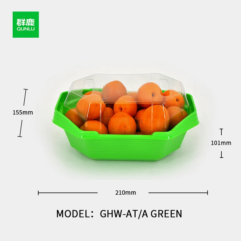 Factory Supply Disposable PET Food Container Green Transparent Plastic Packaging Box Tomato Candy Blister Storage Embossing
