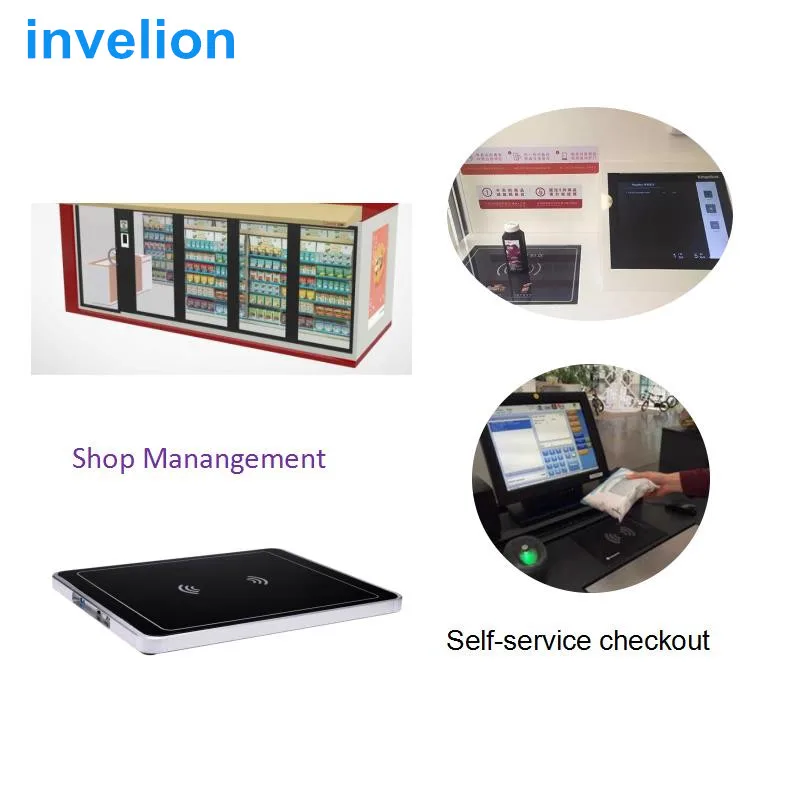 Invelion 10-100cm near field desktop uhf rfid reader writer USB keyboard output for self-service check out counter inventory