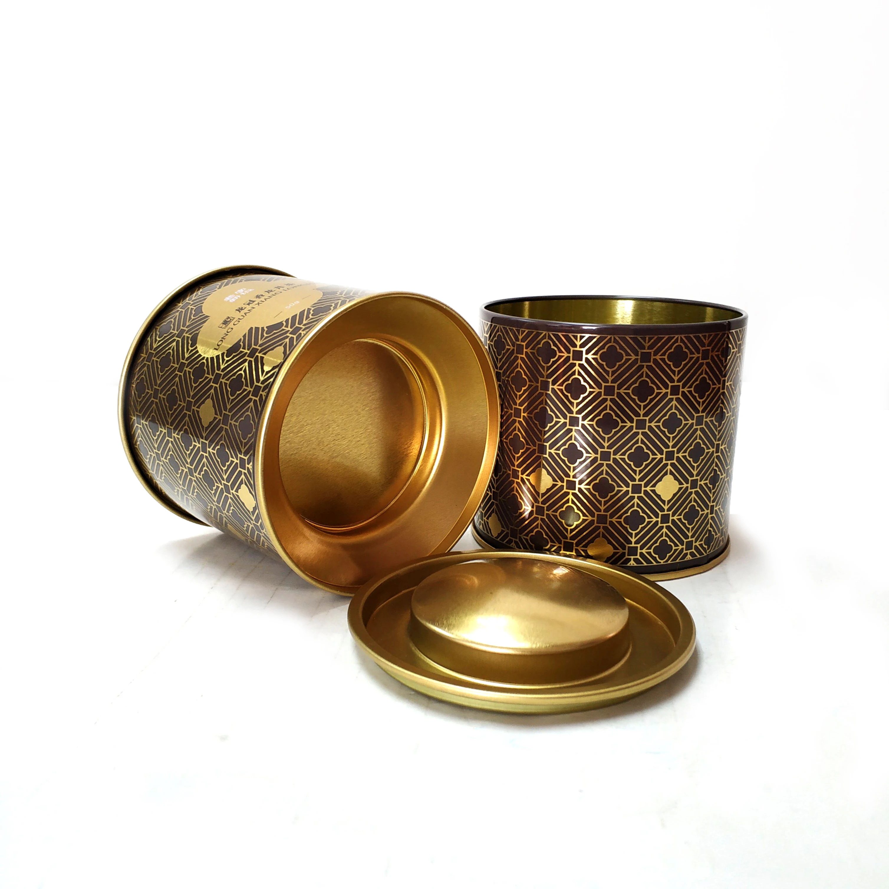 Custom Printing Stackable Tinplate Cookie Tin Cans Round Shape Metal Can For Tea