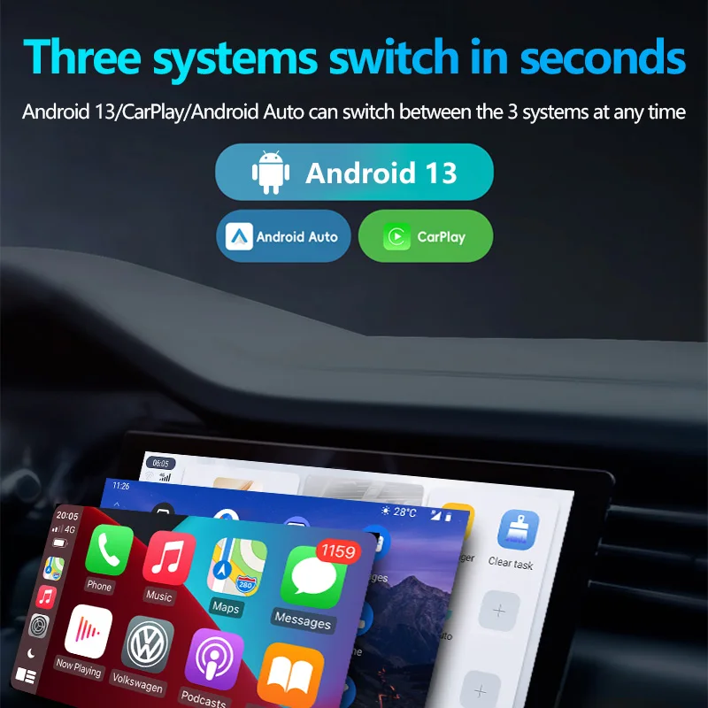 RGB Carplay Ai Box 6125 Smart T Carplay-ai-box Lite 4 64 Android 13 Wifi Пульт дистанционного управления проводной беспроводной Auto Aibox