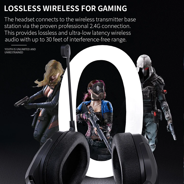 2.4G wireless gaming headset with base station headphone surround stereo gaming headset usb 3.5mm