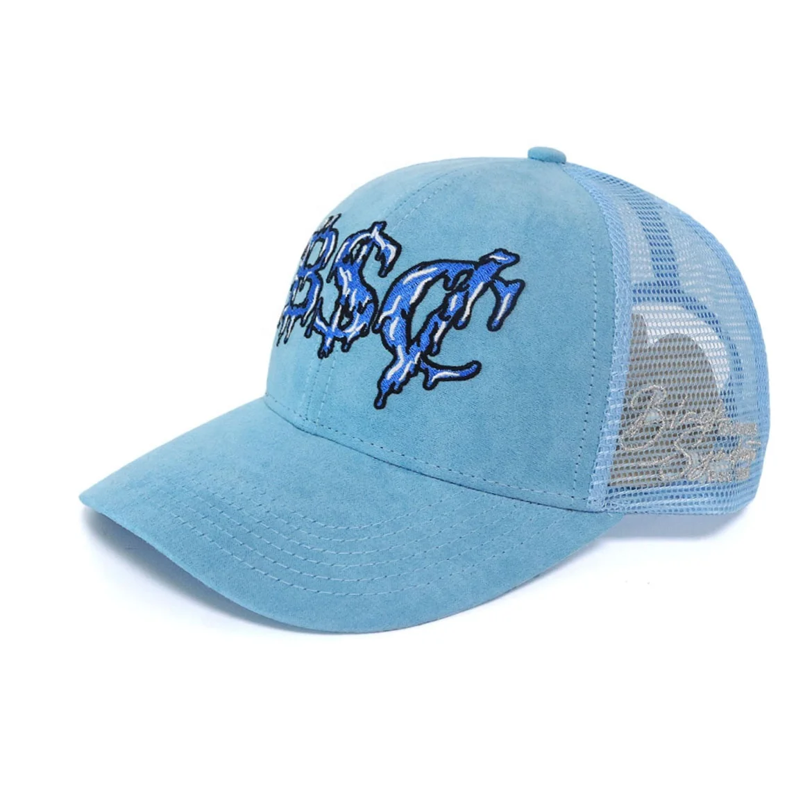 Wholesale Custom High Quality Richardson Style 6 Panel sky blue 3D Embroidery Model 112 Mesh Trucker Caps Hat