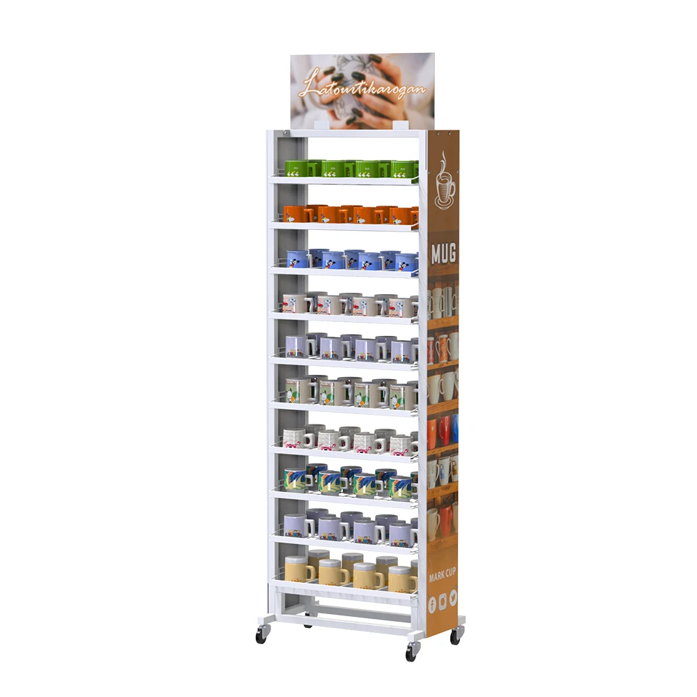 Настраиваемый 10-слойный металлический напольный керамический стеллаж