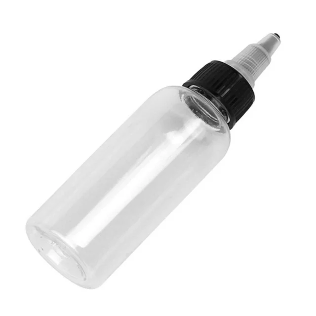 Trend Pocket Size Plastic PET Pointed Hair Oil Nozzle 60ml 2 oz Clear Squeeze Twisted PET Bottles