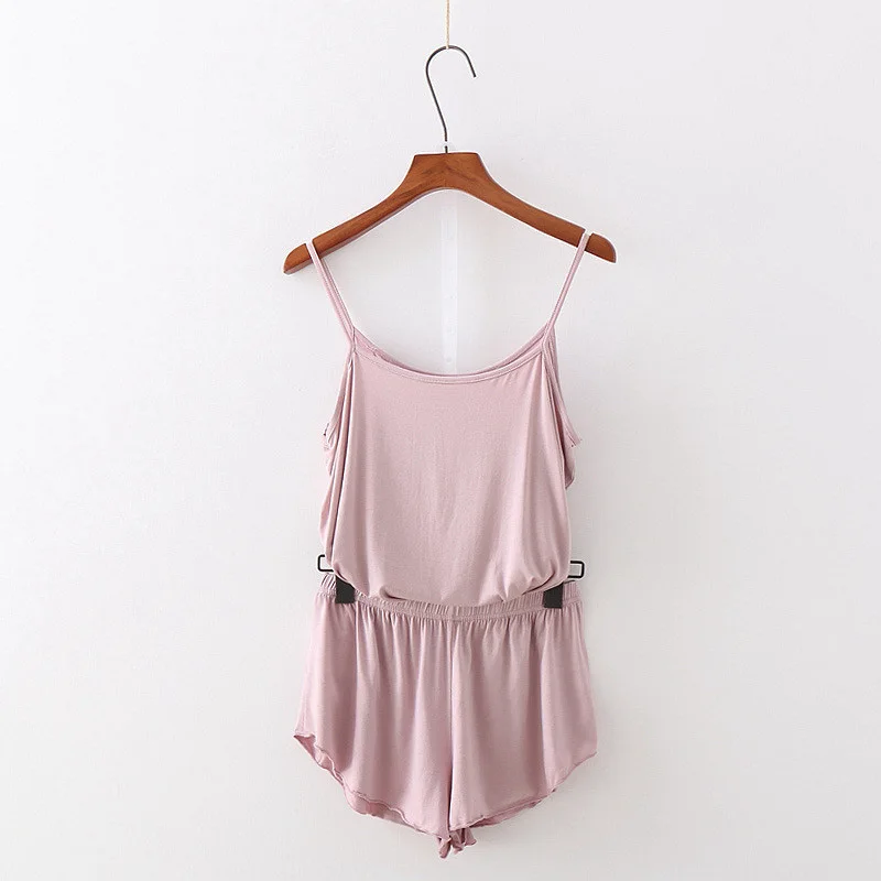 WholesaleWomen Pajamas Suits Sling tank top Shorts Lady Sets Sleepwear Loose Casual Nightgown Solid Color Homewear
