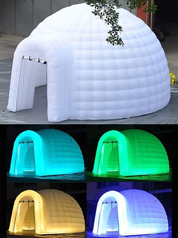 Outdoor Inflatable Igloo Dome Tent Inflatable Marquee Led Light Tent For Party Wedding Show Event And Exhibition