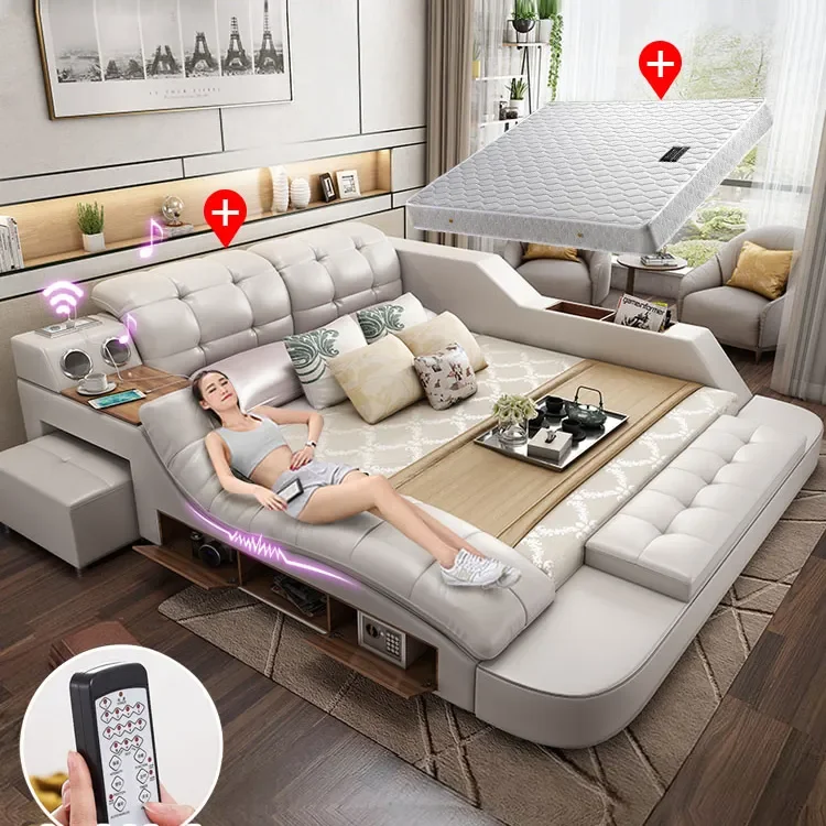 King size bed with pull out full set fitted sheet extra deep velvet headboard storage upholstered luxury platform king size bed