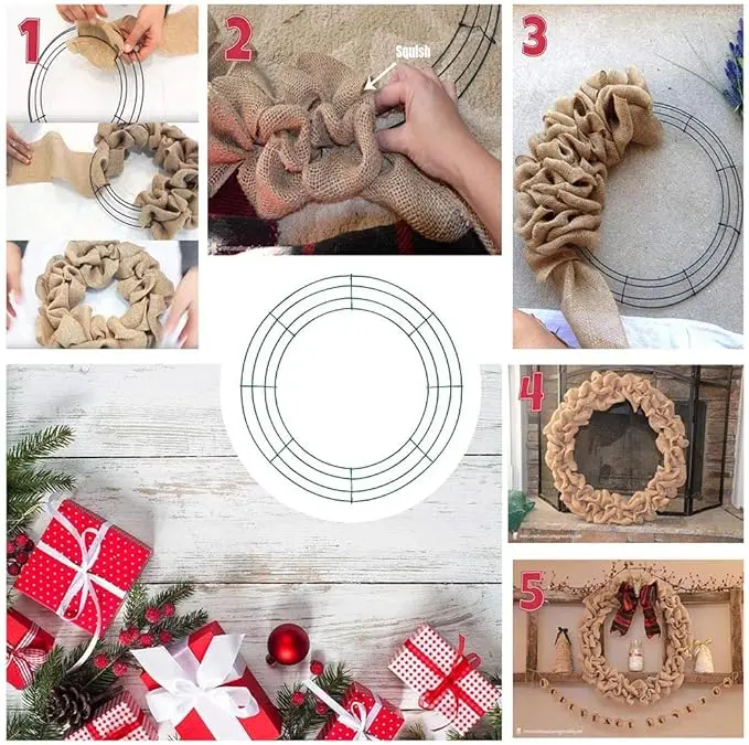 Wholesale led light christmas wreath decoration wire swag wreath frame