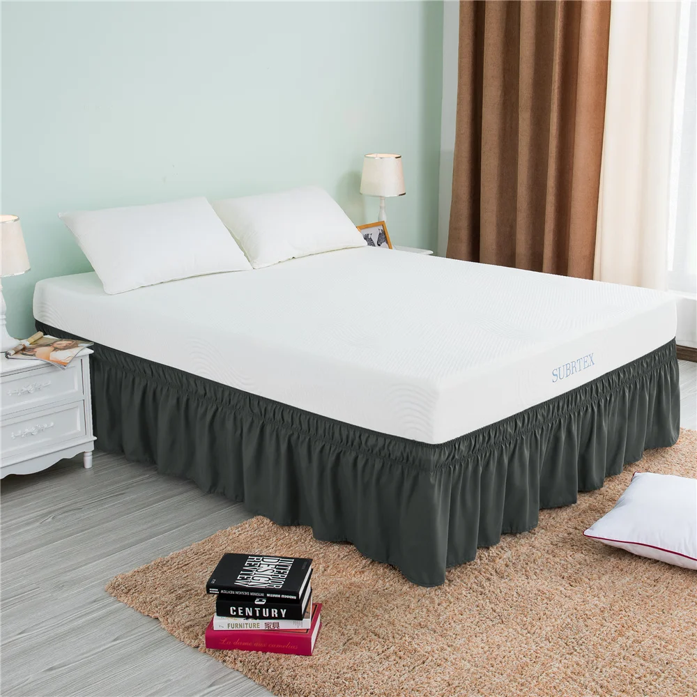 
Elastic Wrap Around Bed Skirt Ruffled Dust-Proof Silky Soft Wrinkle Free Hangings Microfiber Furniture Decoration for Bedroom 