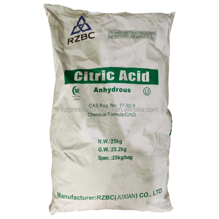 Offer good price RZBC brand Citric Acid Monohydrate Anhydrous citric acid