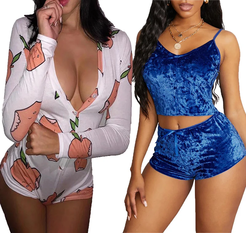 
2021 Fall Fashion Customized Comfortable Sexy Two Piece Casual Loungewear Women Pajama Sleepwear Set 