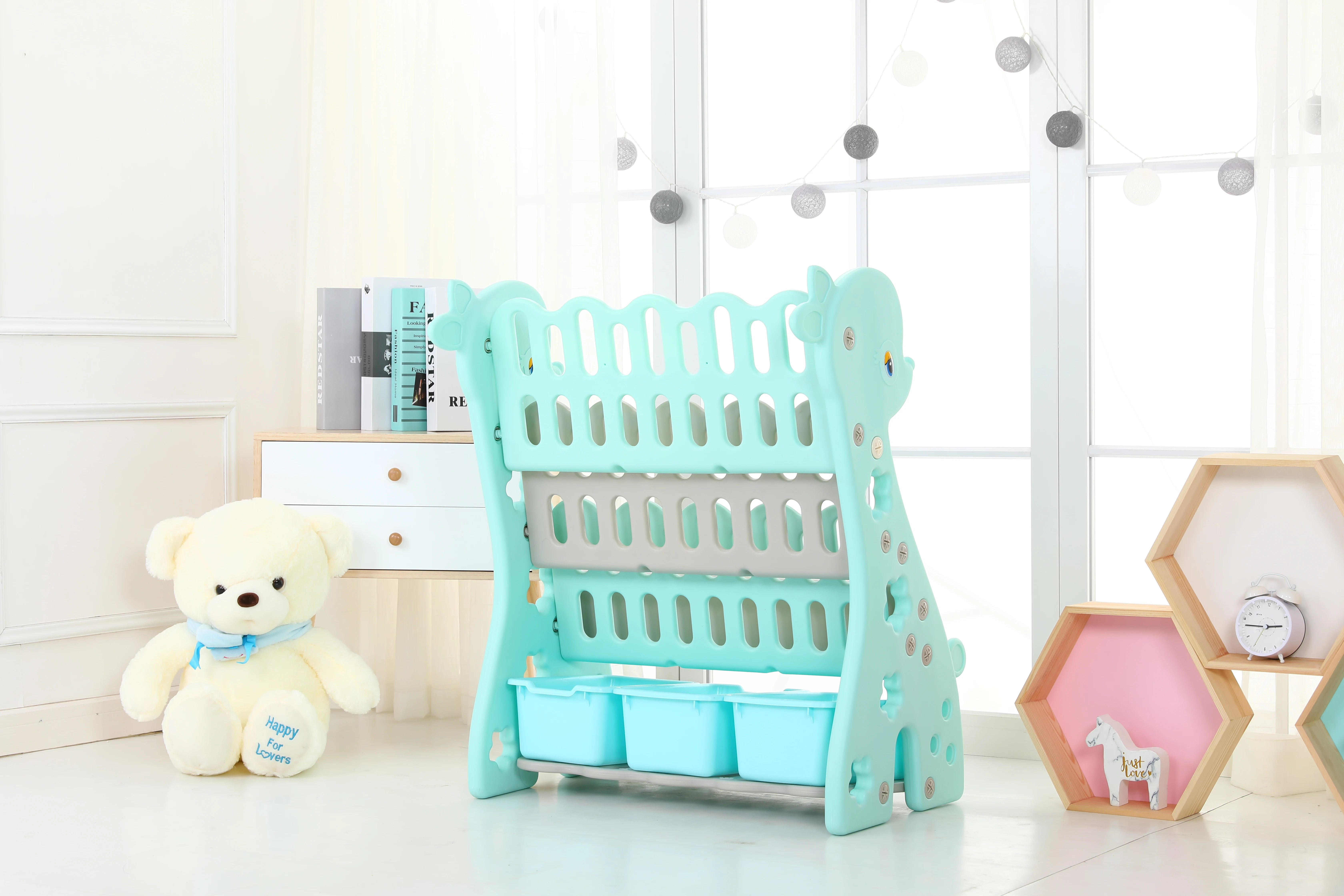 hot sale  double use plastic children  bookself for sale