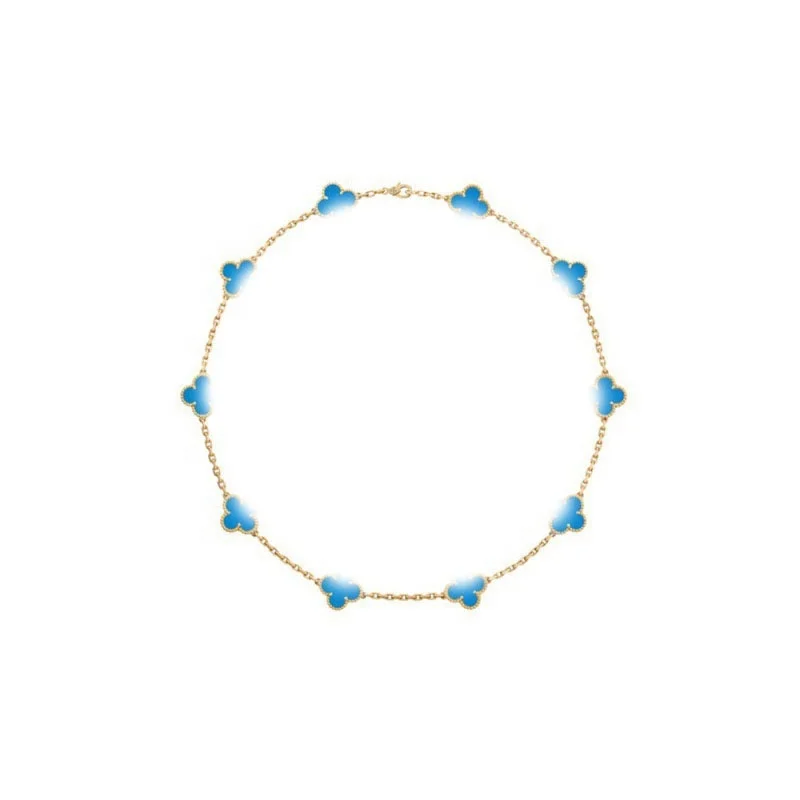 High Quality Lucky 10 Flower Agate Necklace Classic Sweater Chain Necklace Charm Jewelry Gift for Men and Women