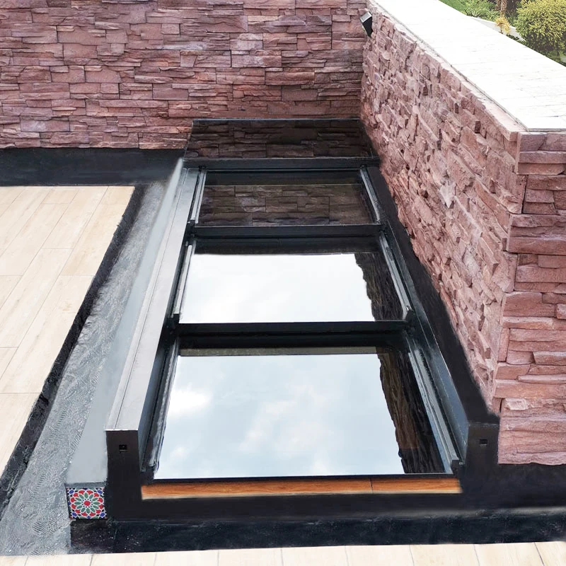 Manufactory Offer Oem Design Smart Flat Roof Staircase Exit Sliding Skylight Roof Retractable Moving Glass Systems Skylight