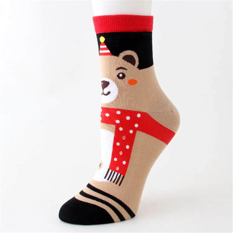 Korean New Design Cute Santa Claus Merry Christmas Tube Socks Women