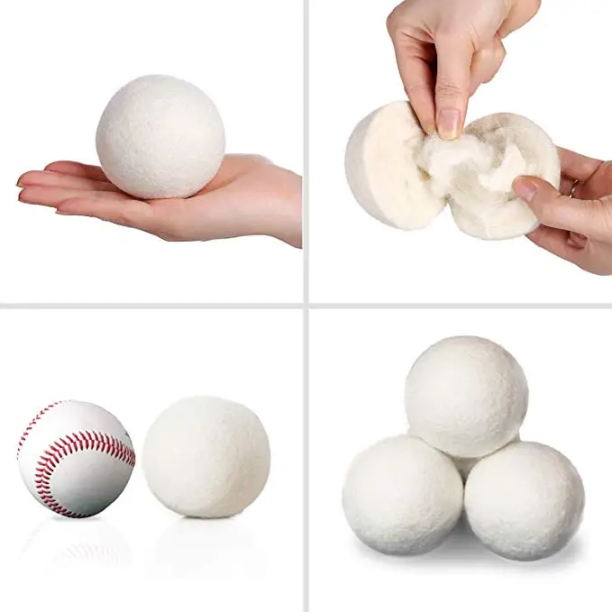 2022 Amazon Wholesale 6 Pack Eco Friendly Laundry Wool Dryer Balls with Cotton Bag