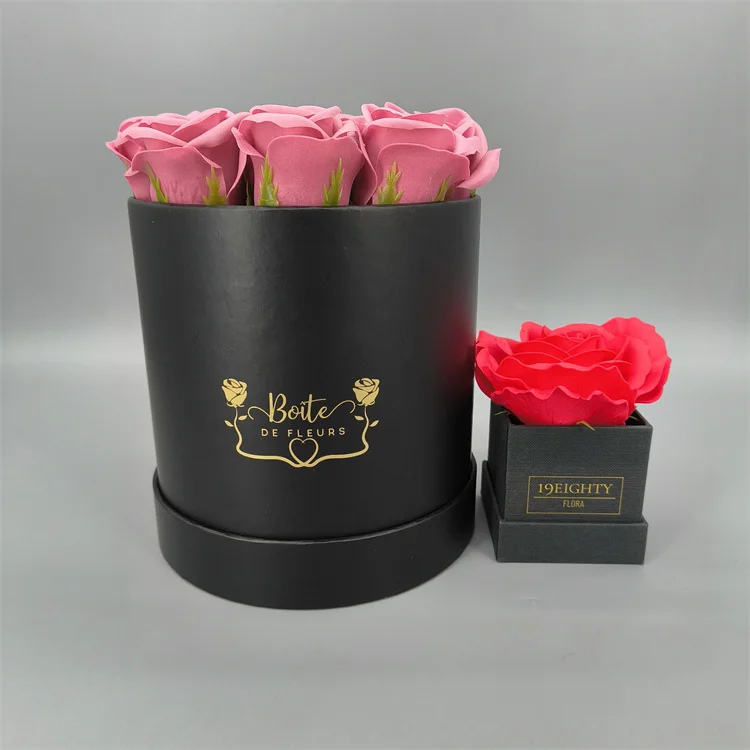 Luxury Wholesale Custom Logo Cardboard Flower Round Hat Box Rose Flower Gift Carton Box For Flower