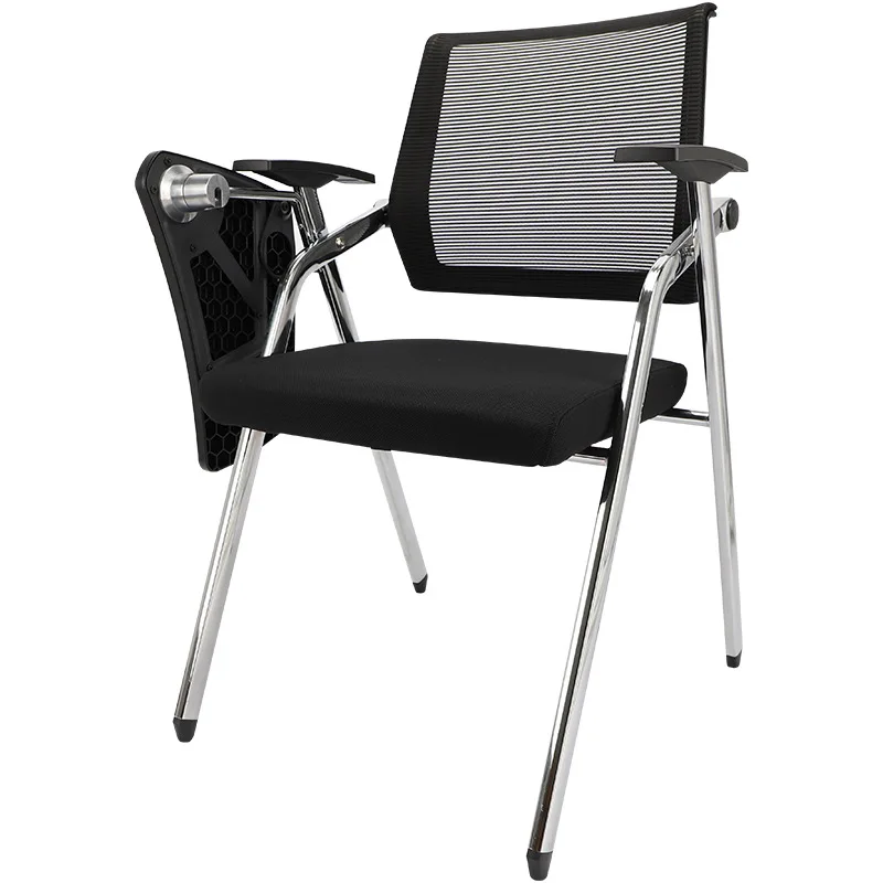 High Quality Heavy Duty Electroplating Metal Training Chair University College Mesh Office Lecture Chair with Writing Tablet