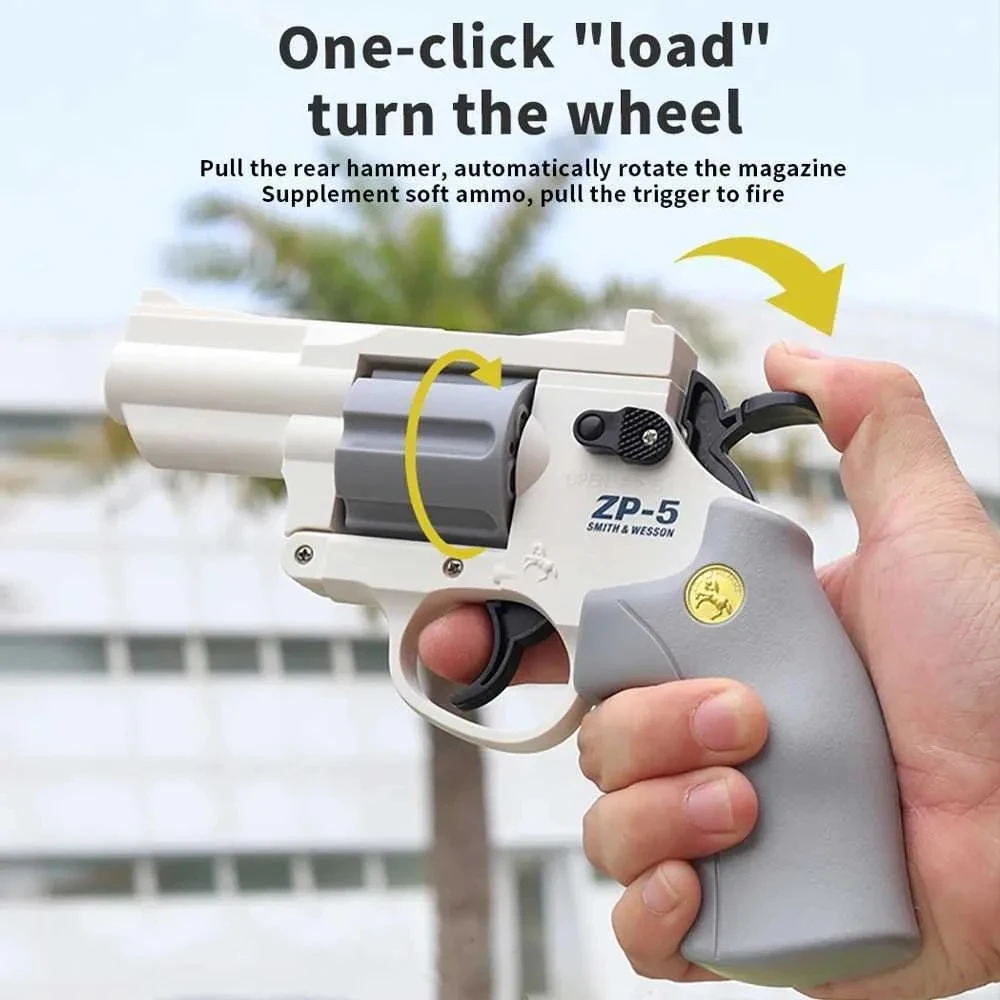 ZP5 Soft Bullet Revolver Pistol Toys Manual Shell Ejection Launcher EVA Bullets Gun Airsoft Shotgun Pistol for Kids Gift 2040