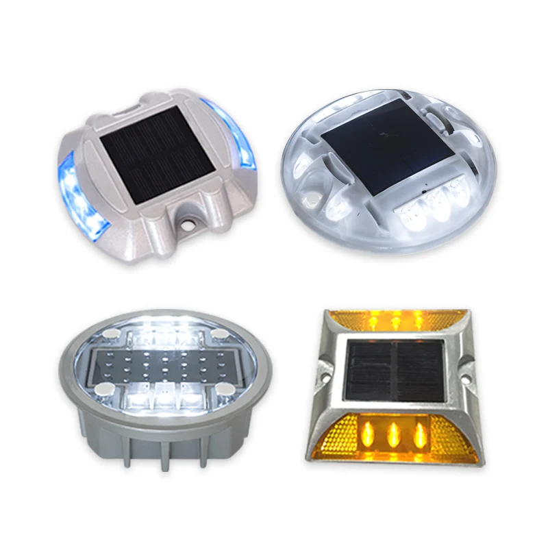 Aluminum Solar Powered Driveway Cat Eye Reflector LED Road Marking Stud Traffic Safety Reflective Flashing Pavement Marker Light