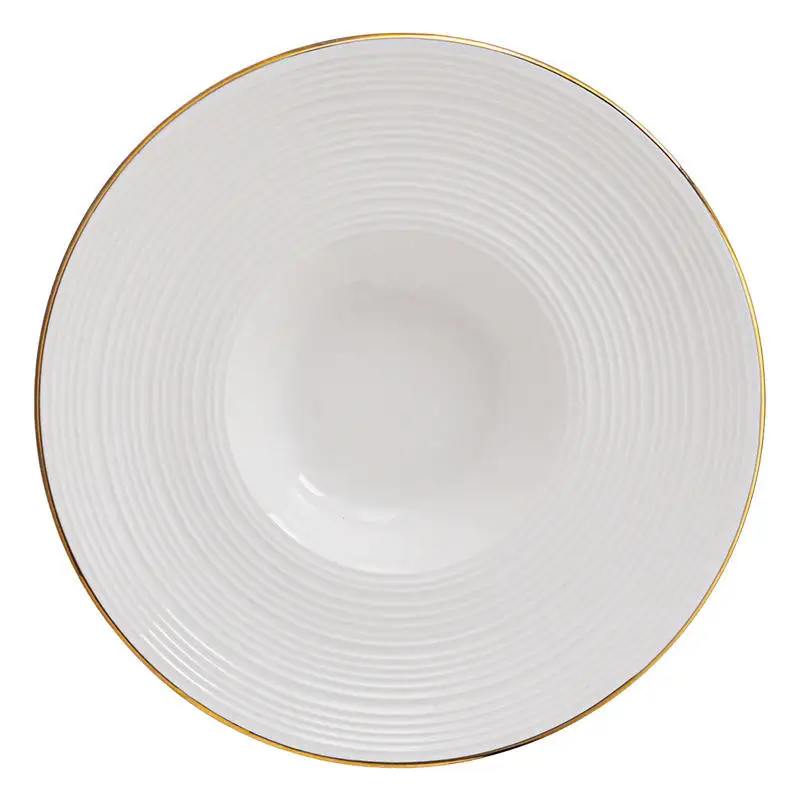Wholesale modern design white porcelain straw hat plate round ceramic dishes & plates for home hotel restaurant charger plates