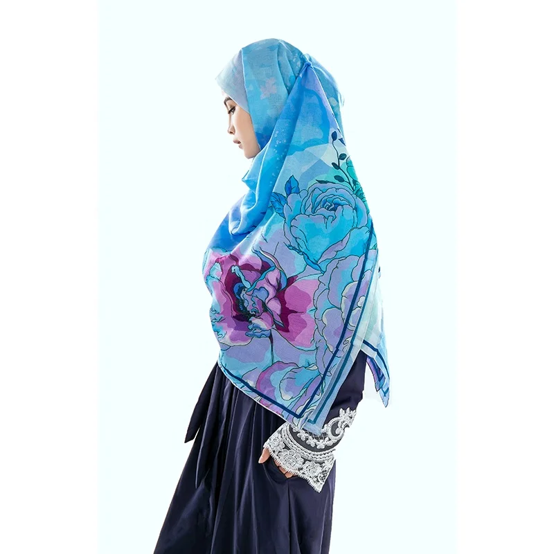 Wholesale Custom Fashion Lady Muslim Voile Scarf Hijab Printed