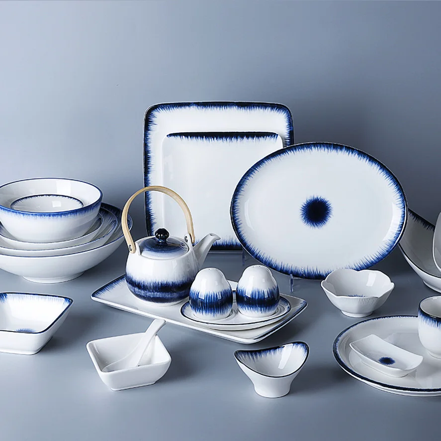 Crokery Hotel Dinnerware Sets White, Glaze Restaurant Ceramic Dinner Set, Royal Porcelain Thailand Tableware$
