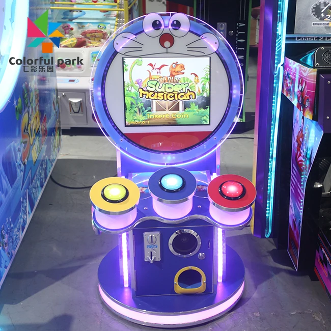 colorful park good price coin operated kid drumming game machine video display drummer arcade game