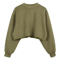 Высокое качество crewneck Толстовка с длинным рукавом добавить флис оверсайз женские толстовки Пользовательский логотип