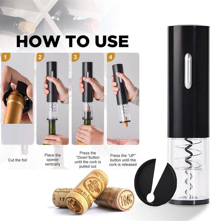 Electronic Wine Cork Opener Cork Screw Wine Bottle Opener Automatic Corkscrew Electric Wine Bottle Opener With Foil Cutter