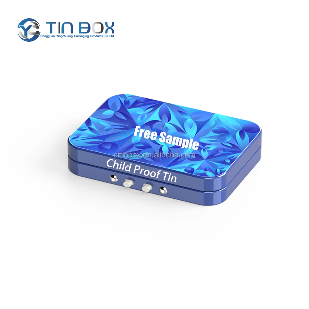 Custom Designed Factory Square Metal Tin Can Box Child Resistant Small Tin Metal Boxes with CR Lock Metal Cans Product