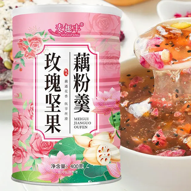 Natural health food factory wholesale supports customized nutritional breakfast Rose petal nut lotus root powder soup